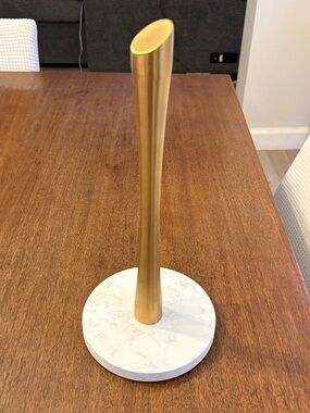 Brand New Modern Gold Paper Towel Holder with Marble Base